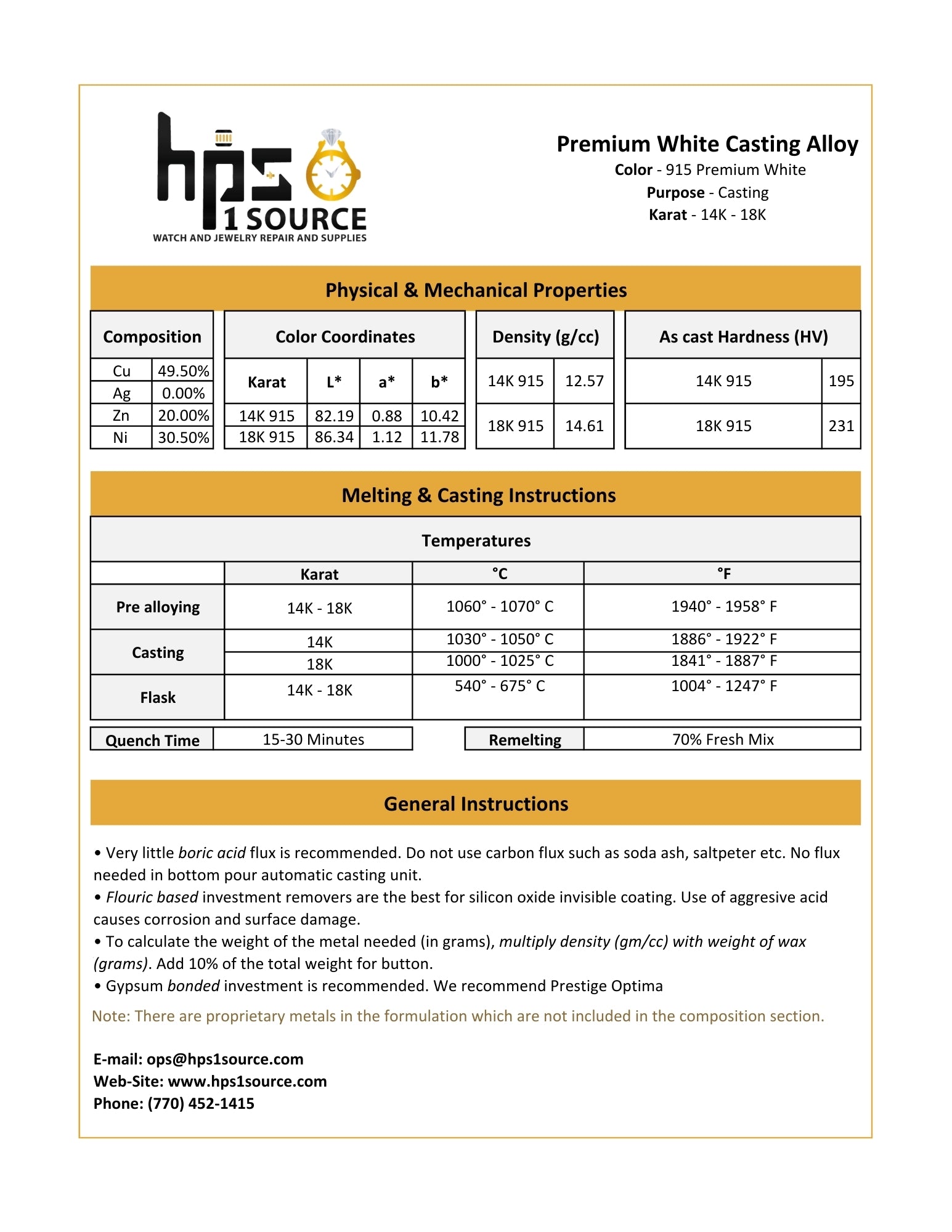 Premium White Casting Alloy