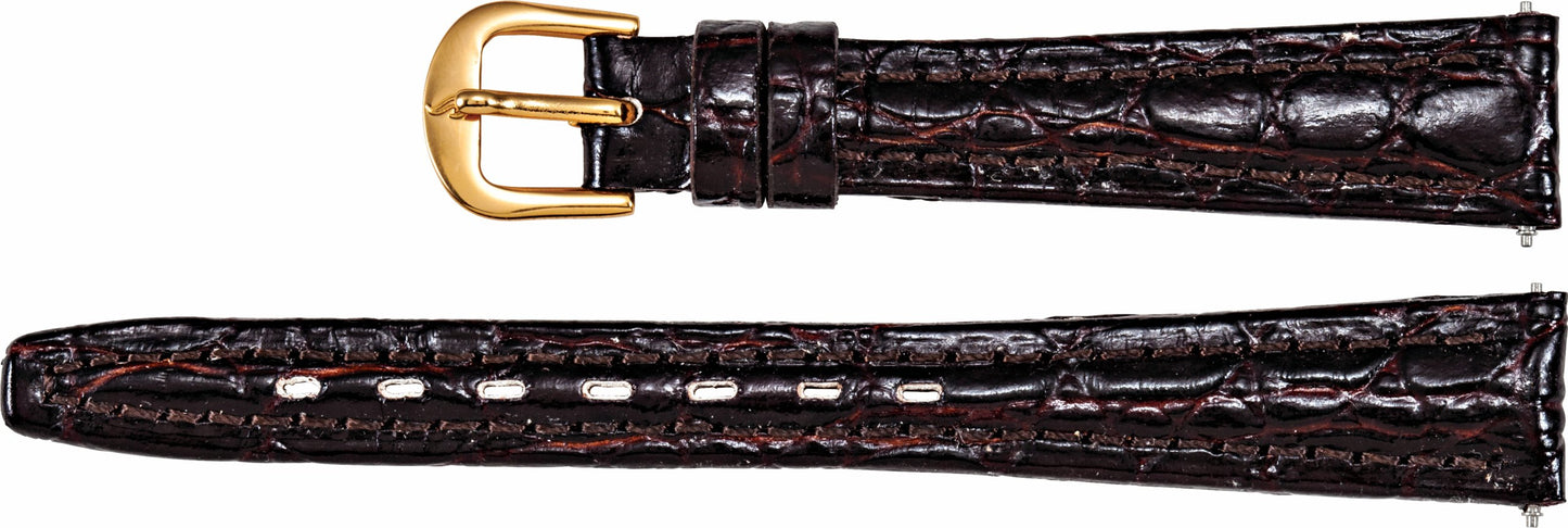 Leather Crocodile Grain Semi-Padded Watch Band